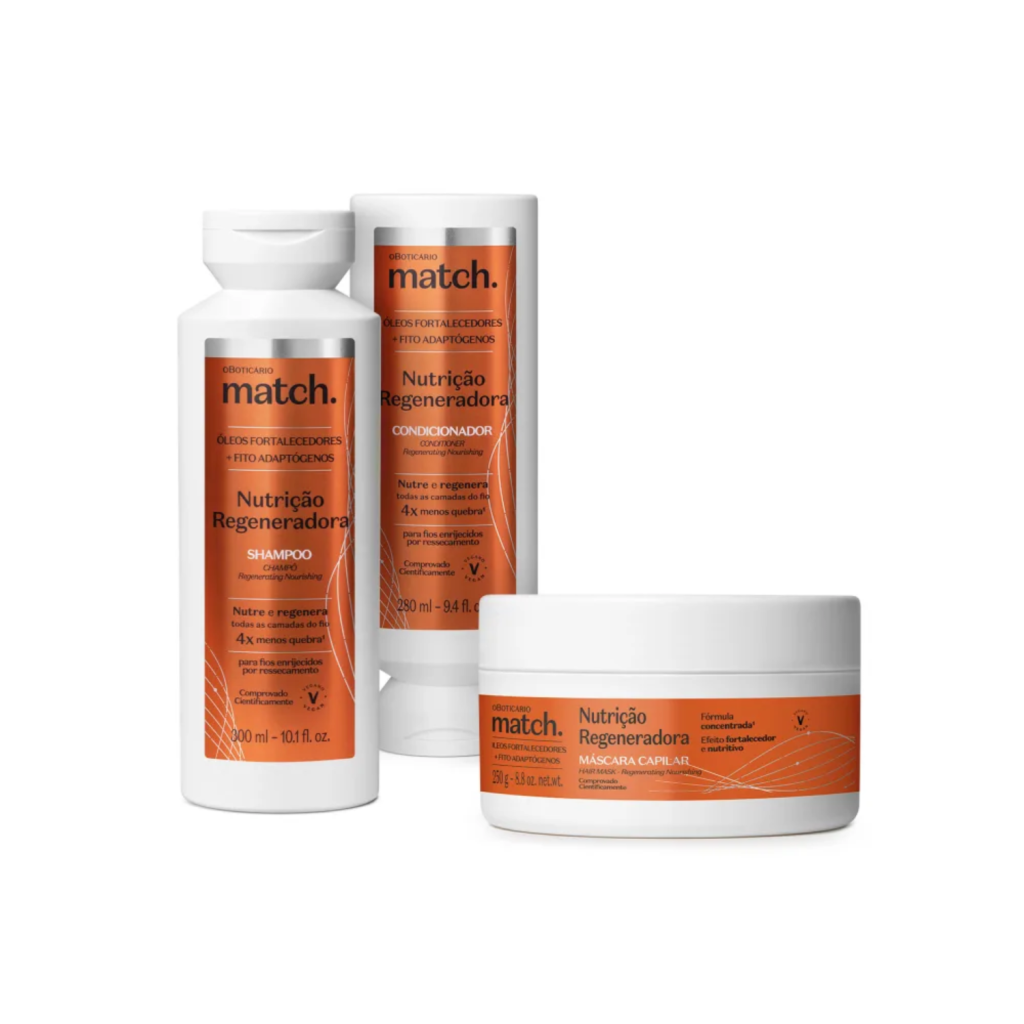 Combo Match Nutrição Regeneradora: Shampoo + Máscara Capilar  + Condicionador