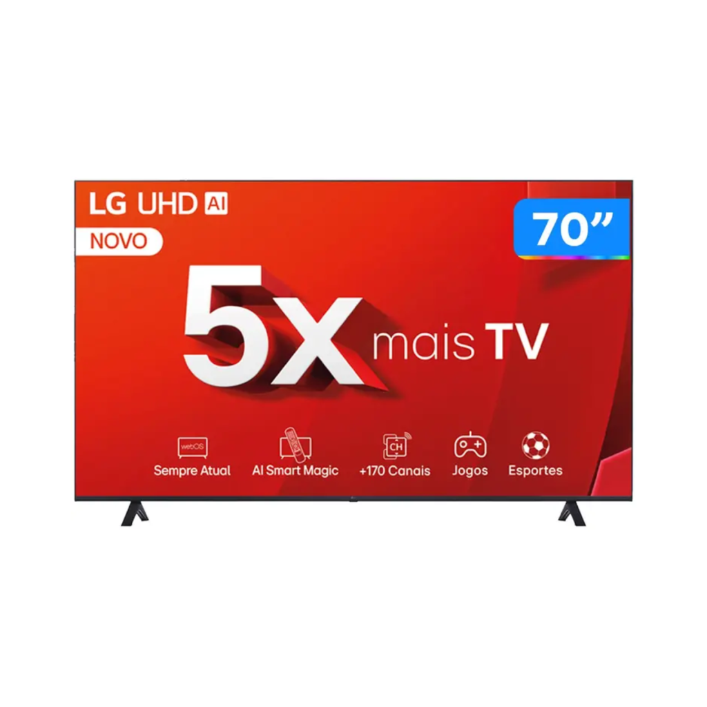 Smart TV 70" 4K LG 70UT8050, AI a5 Gen7, Alexa, Chromecast, webOS 24, Game Optimizer