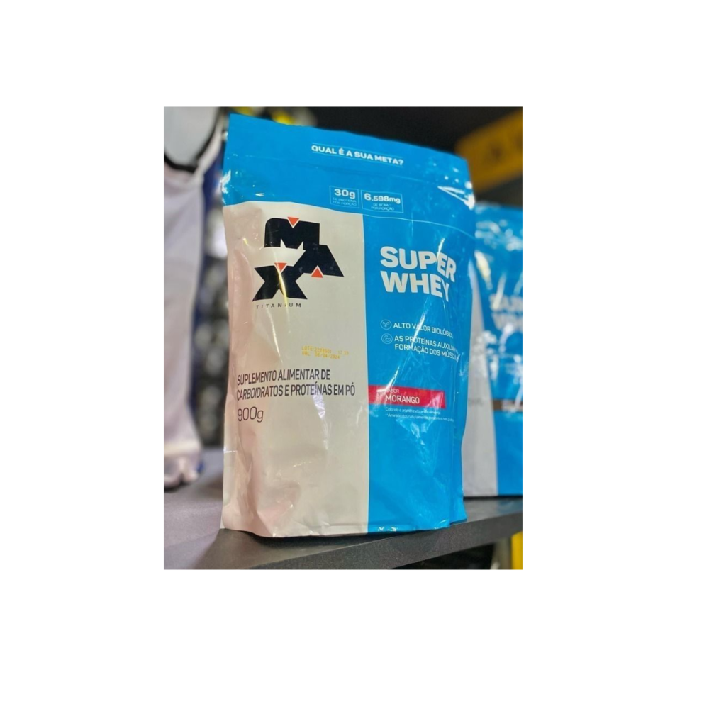Super Whey Refil 900g Max Titanium Sabor Morango