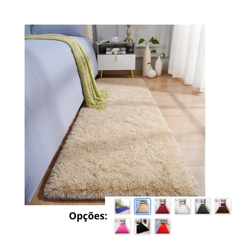 Passadeira Corredor 2,00x0,60 Tapete Super Peludo Beira De Cama Sala Quarto