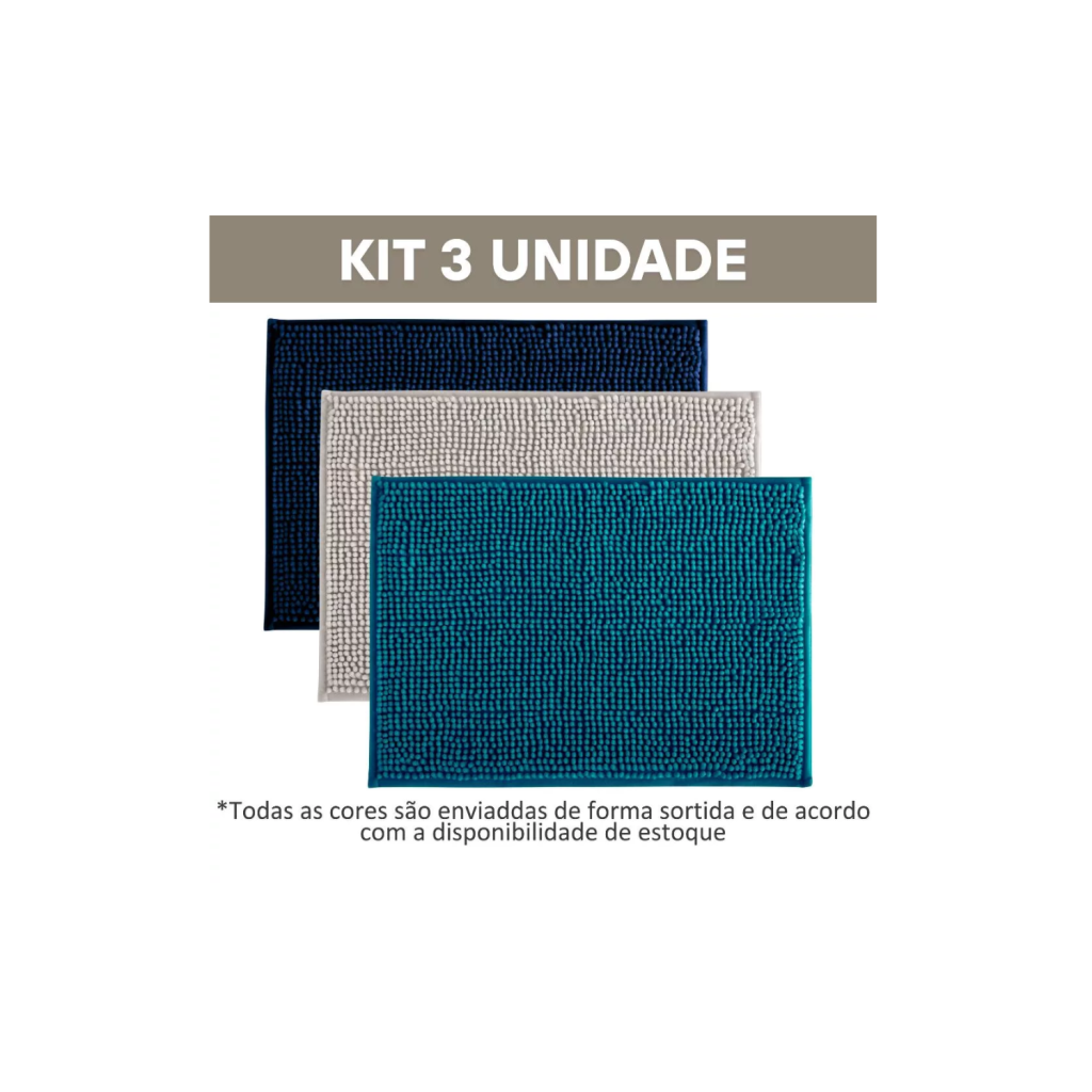 Kit 3 Tapete Bolinha Banheiro Microfibra Dedinho Antiderrapante Alta Absorção Macio 38 X 58cm