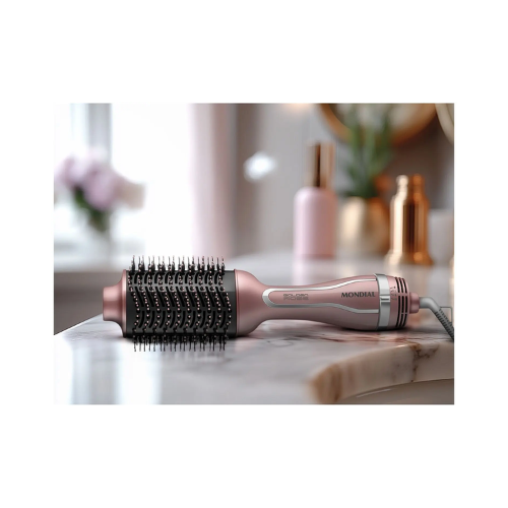 Escova Secadora Mondial ES-02-BI 1200W, 3 Temperaturas, Tourmaline Íon, Bivolt – Golden Rosé