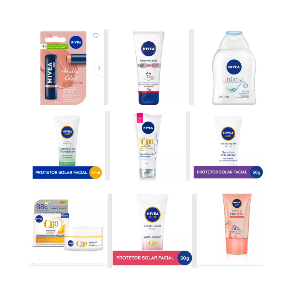Nívea - Seleção de produtos com 40% off