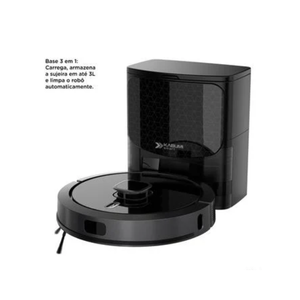 Robô Aspirador Passa Pano KaBuM! Smart 900 - 5 Modos de Limpeza, Base 2 em 1, Mapeamento 3D, Preto - KBSF009