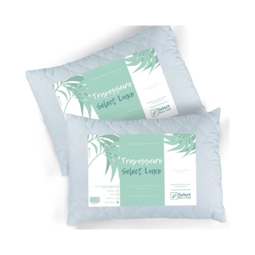 Kit 2 Travesseiros Select Fibra Antialérgica Branco com Zíper 70cm e 50cm