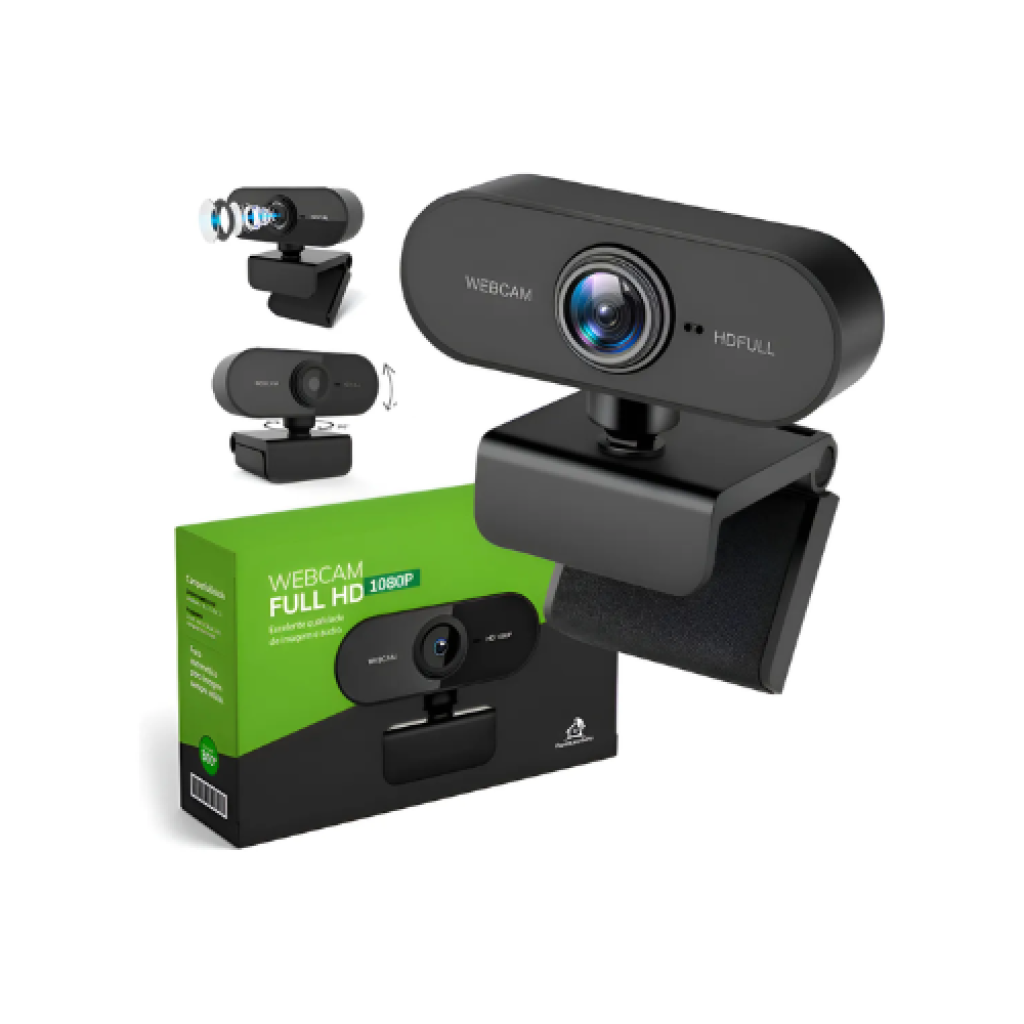 Webcam Floresta Urbana Full HD 1080p com Microfone Giro 360° Conexão USB 2.0 Videoconferência