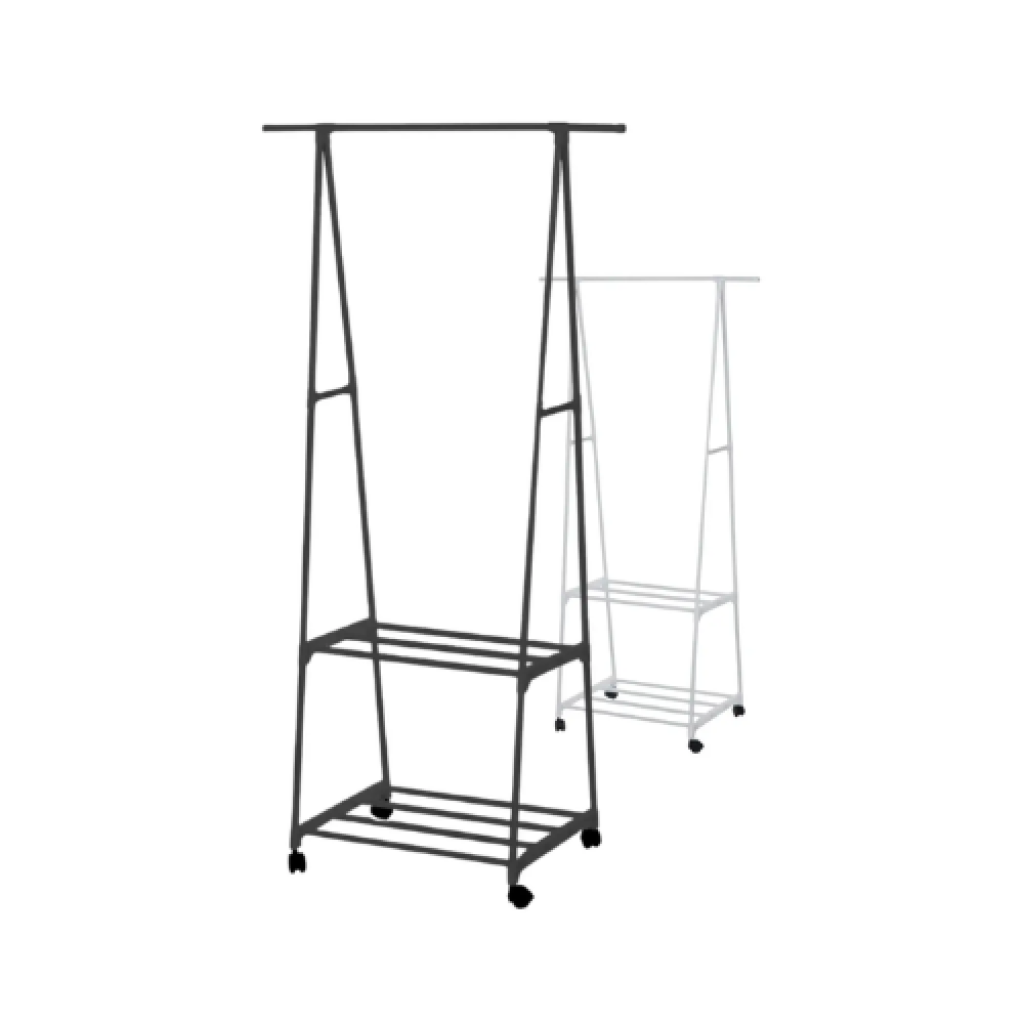 Arara de Roupas com Sapateira e Rodinhas Kontuz em Aço, 60x160x42cm, Suporta 15kg