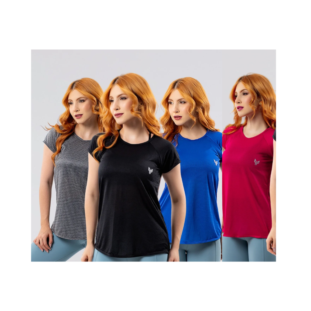 Kit 3 Camiseta Academia Feminina Camisa Dry Fit Treino Blusa