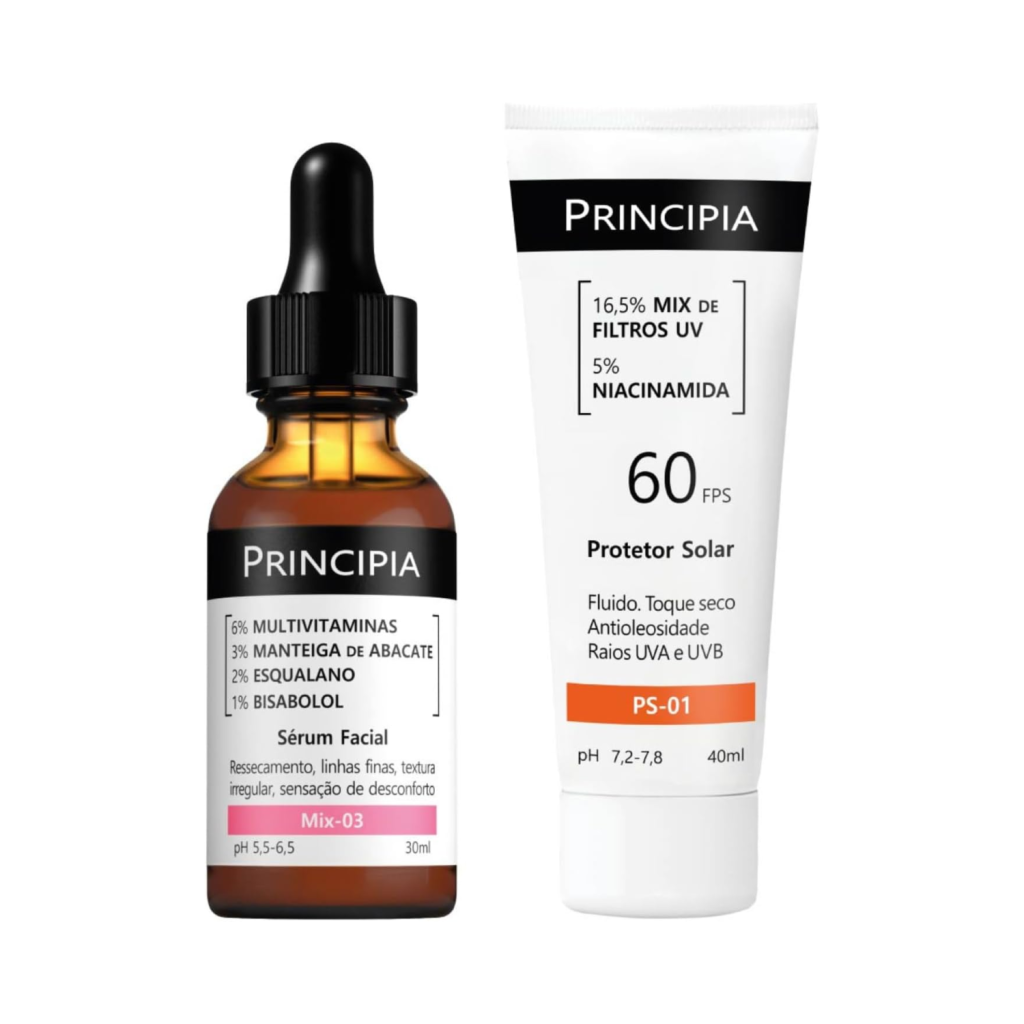 Kit Mix-03 Sérum Multivitaminas + Protetor Solar Facial PS-01 FPS 60 Principia