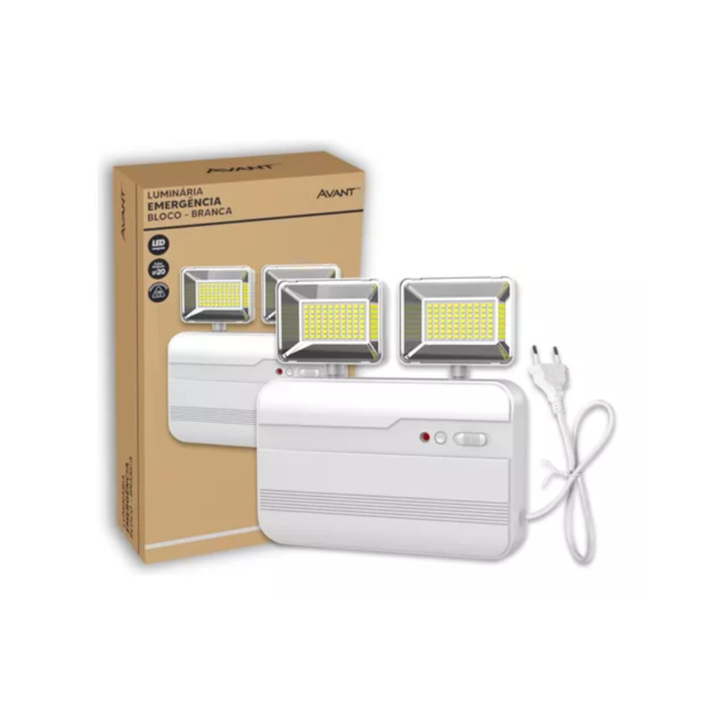 Luminária de Emergência Bloco EVO LED 12W 1200lm 6000K Bivolt Avant