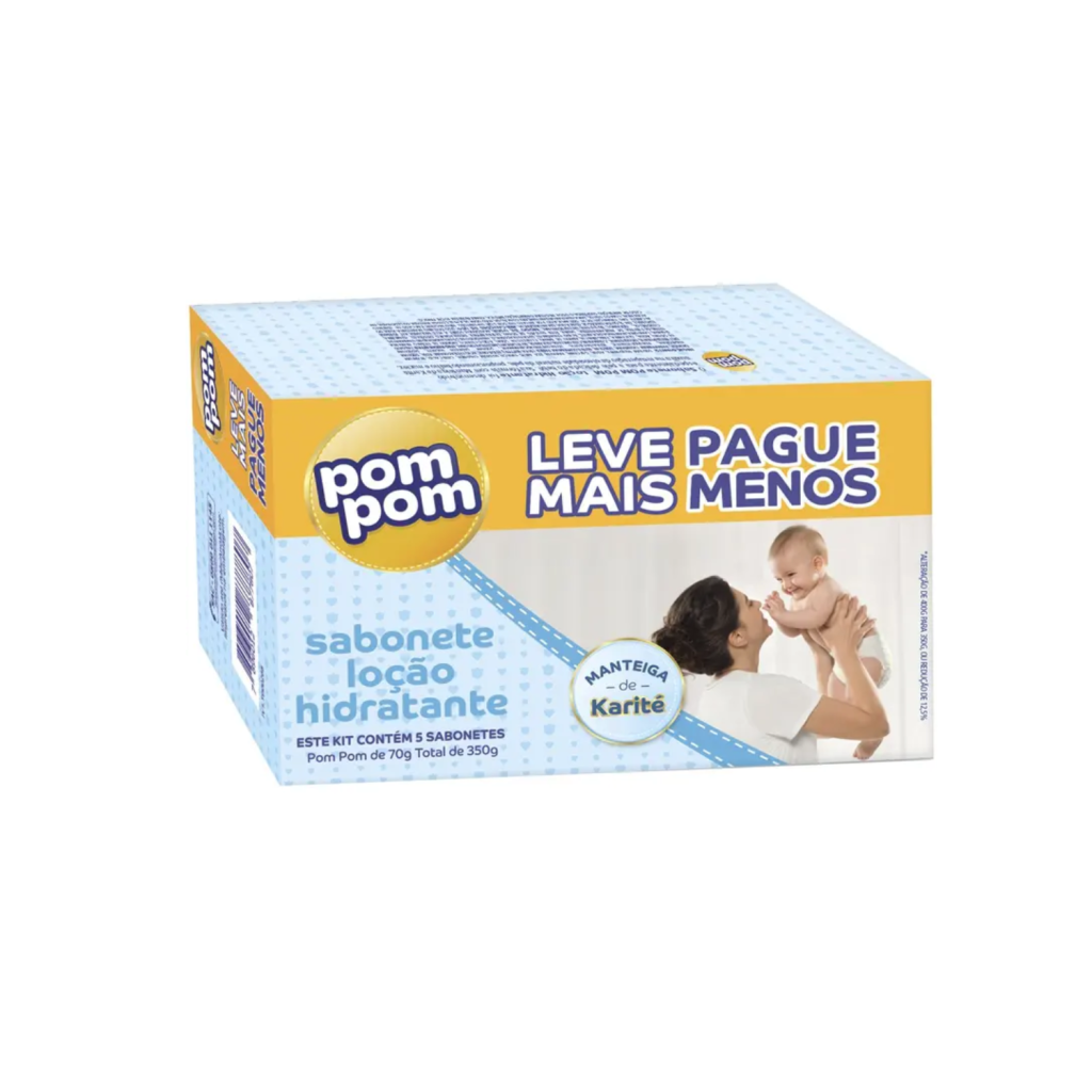 Sabonete Infantil Pom Pom Hidratante 70gr - 5 Unidades