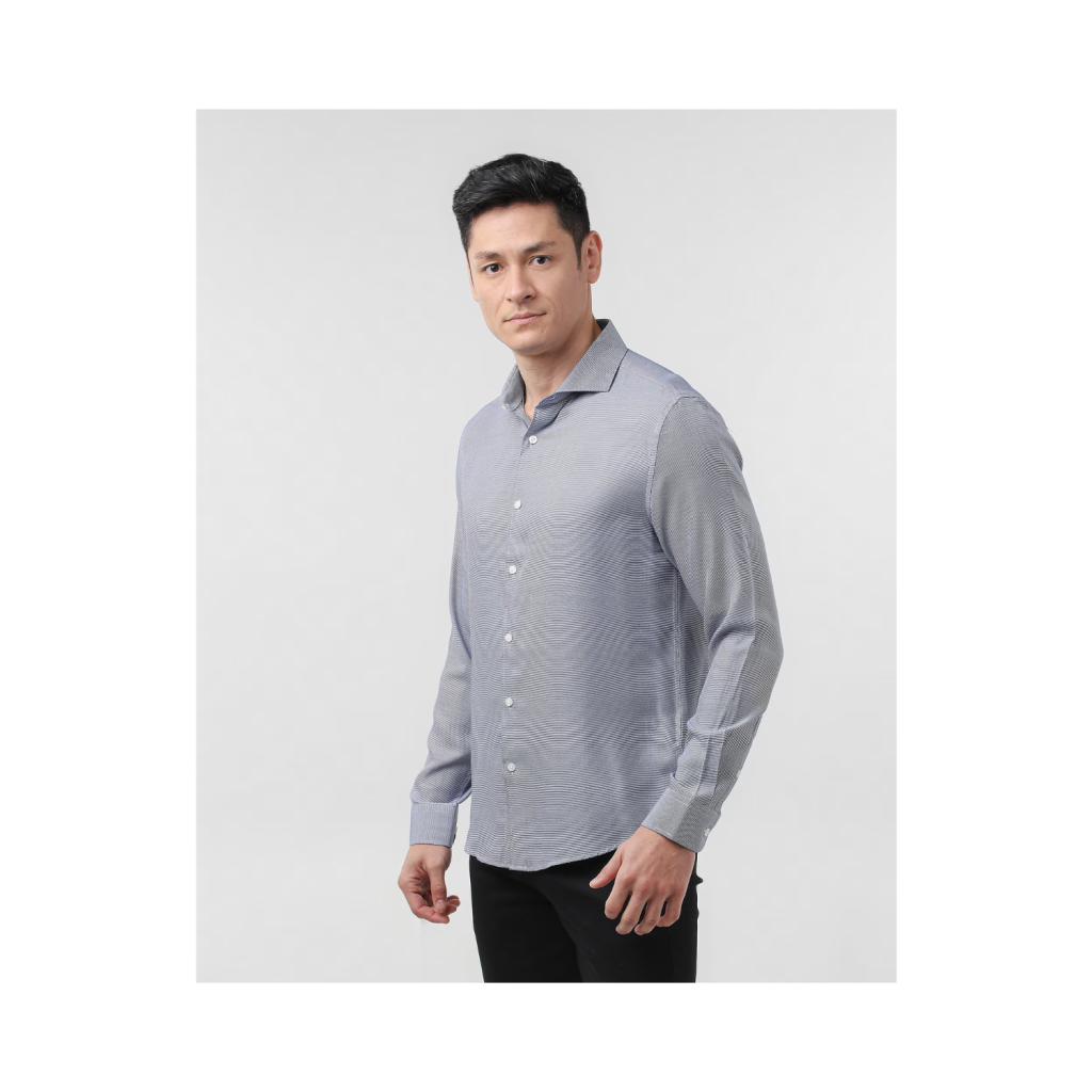 Camisa Social Masculina Manga Longa Bambu Texturizada