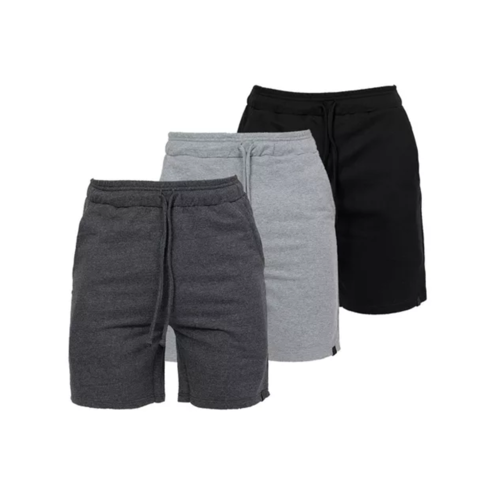 Kit C/ 3 Bermudas De Moletom Masculina Academia / Casual
