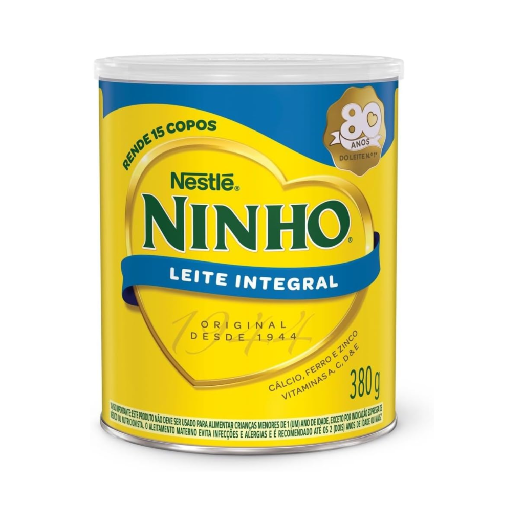 Leite em Pó Ninho Integral 380g – Enriquecido com Vitaminas e Minerais
