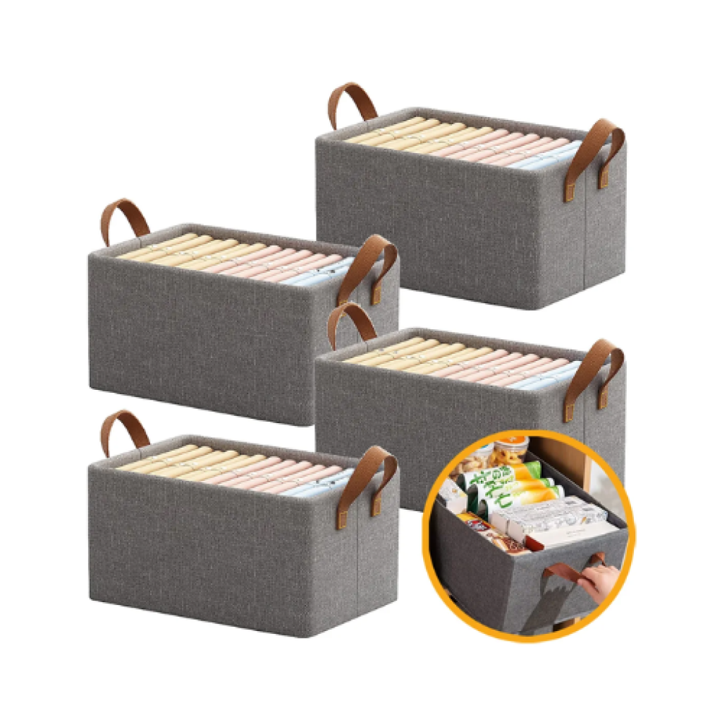 Kit 4 Cesto Caixa Organizadora Dobrável Guarda Roupa Grande