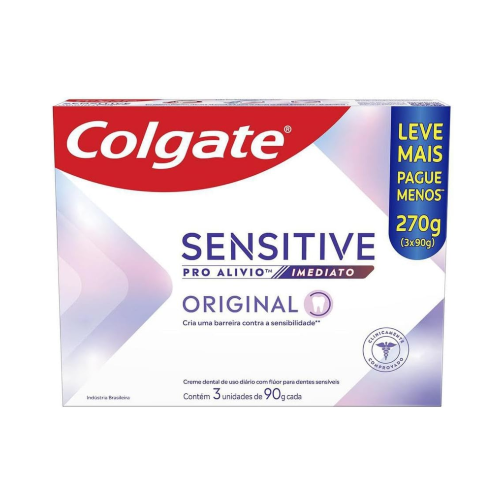 Creme Dental para Sensibilidade Sensitive Pro Alívio Imediato Original 90g 3 unidades Colgate