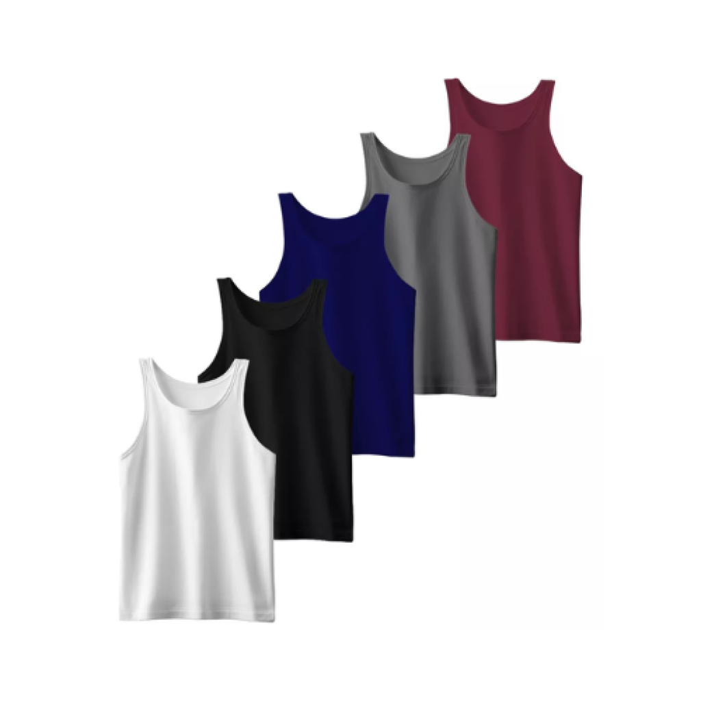 Kit 5 Camisetas Regatas Masculinas Dry Fit Básica para Academia, 100% Poliéster, Adulto